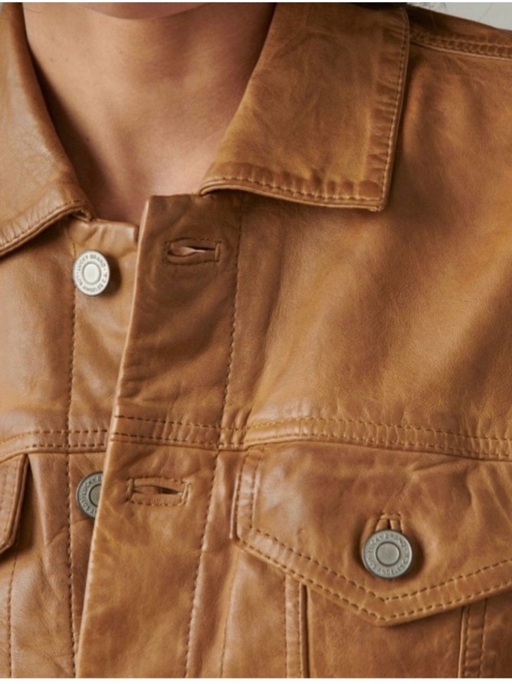 Lucky Brand Brown Leather Jacket, size M, like new - Picture 4 of 5
